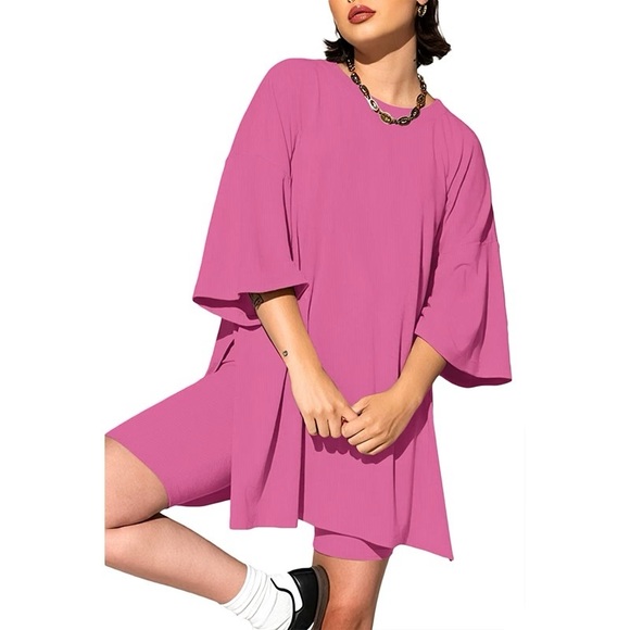 Dressed in LALA Other - Dressed in LALA Pink Oversized Tunic Set